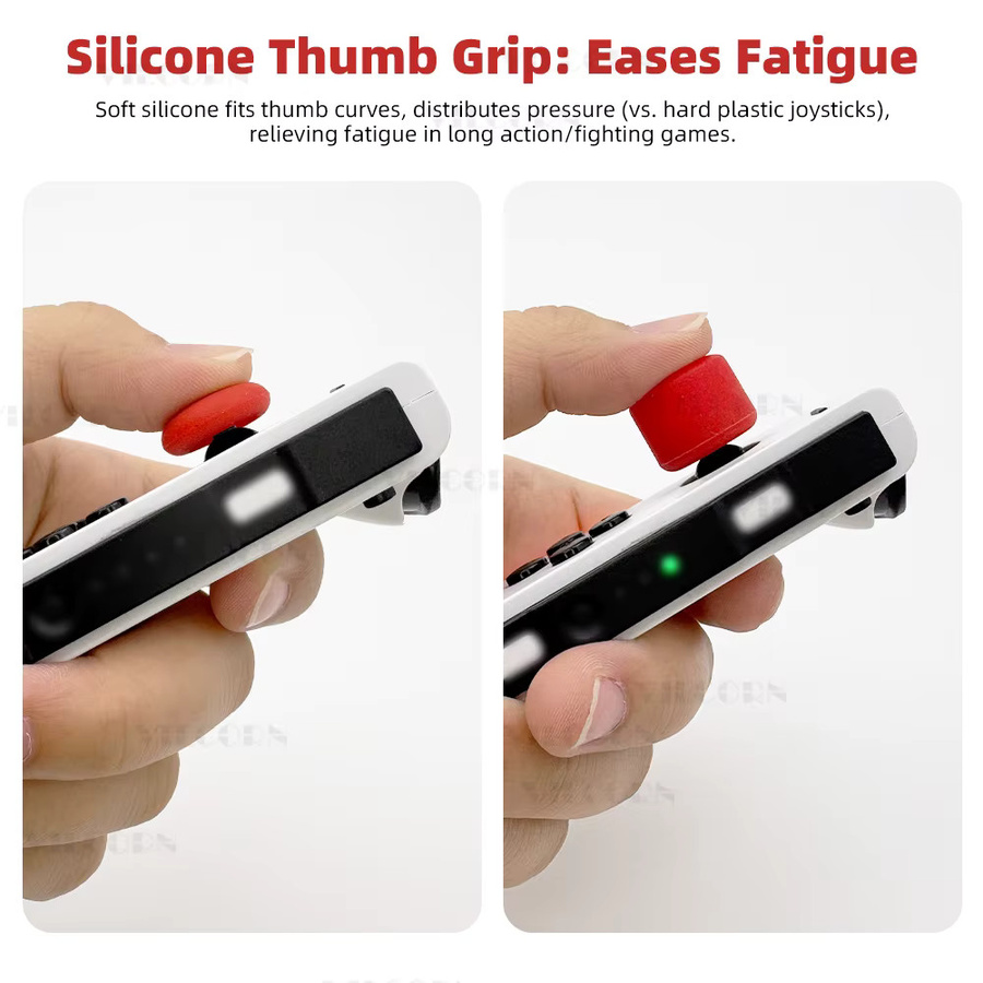 VILCORN Silikon-Joystick-Griffe in Schwarz für Nintendo Switch JoyCon, Switch OLED und Switch Lite – Erhöhte Thumbstick-Kappen für präzises Gaming - Bild 3