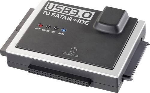 Renkforce Festplatten Adapter mit USB 3.2 Gen 1 Stecker A und IDE- sowie SATA-Kombi-Stecker in Schwarz - Bild 1