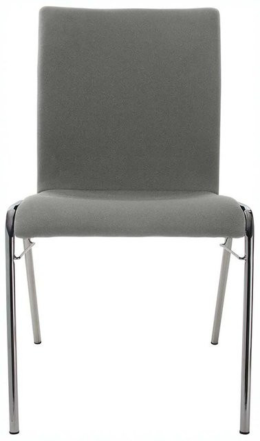 BMV Besucherstuhl A45 aus Buche mit grauem Vollpolster und verchromtem Gestell in Silber, B/T/H: 50 x 54 x 86 cm - Bild 1