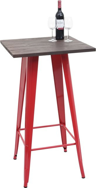 MCW Stehtisch A73 mit Ulmenholz-Tischplatte in Rot im Industriedesign, Höhe: 107 cm, Breite: 60 cm, Tiefe: 60 cm - Bild 1