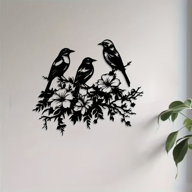 Wetterbeständiges Aluminium-Wandbild mit Vogelmotiv in Schwarz von CIFBUY - Bild 1