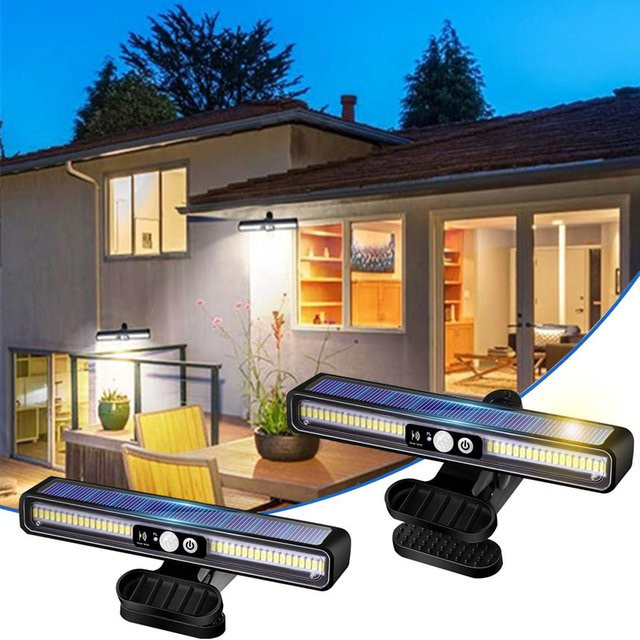 Solarbetriebene Clip-on-Bewegungsleuchten für den Außenbereich mit 36 LEDs in Schwarz, wasserdichte LED-Zaunleuchten für den Garten mit Bewegungssensor und kühlem Weißlicht - Bild 1