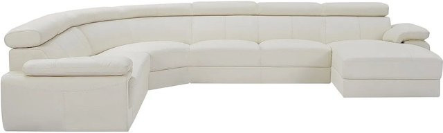 Vente-unique Sofa Elevanto in Weiß, L-Form aus Rindsleder ohne Schlafmöglichkeit - Bild 1