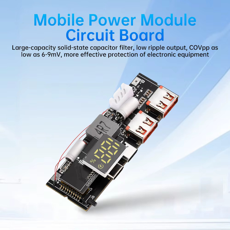 DIY Powerbank Modul mit Dual USB-C Port für 65W bis 100W Super Fast Charging, Zwei-Wege-Ladung, Schwarz - Bild 2