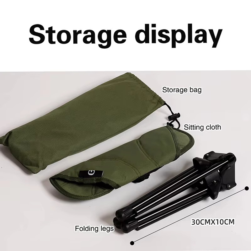 Tragbarer Outdoor Camping Hocker aus Aluminiumlegierung, rotierender Klappstuhl in Schwarz für Garten, Angeln und Picknick - Bild 3
