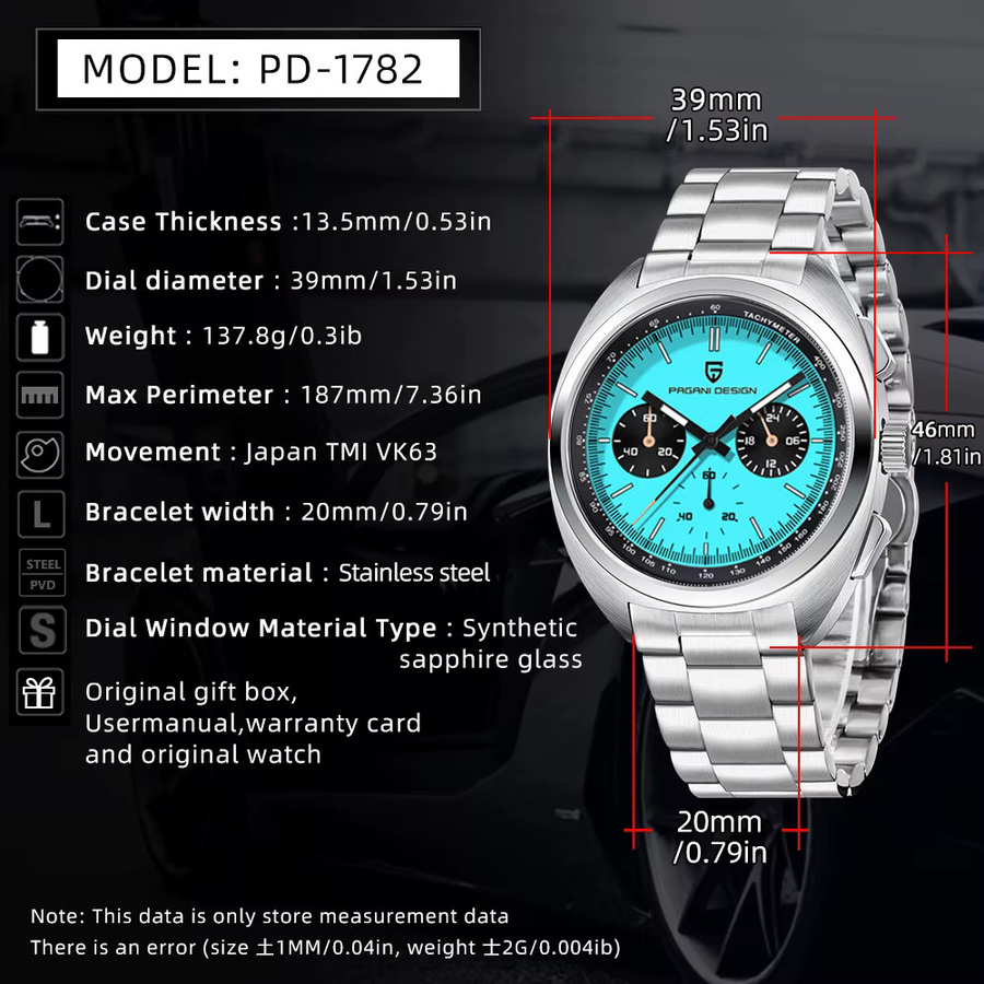 Pagani Design Chronograph, Quarz, Edelstahl, Saphirglas, Herren - Bild 6
