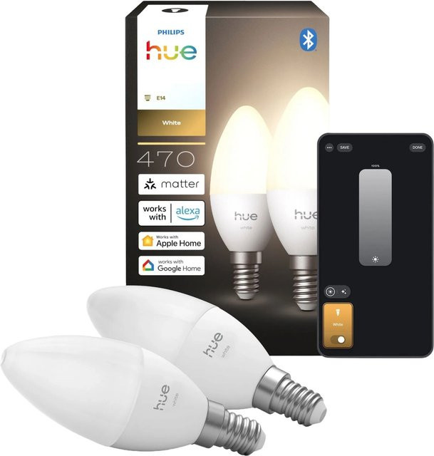 Philips Hue LED-Leuchtmittel Kerzenform E14 Warmweiß 2er-Set - Bild 1