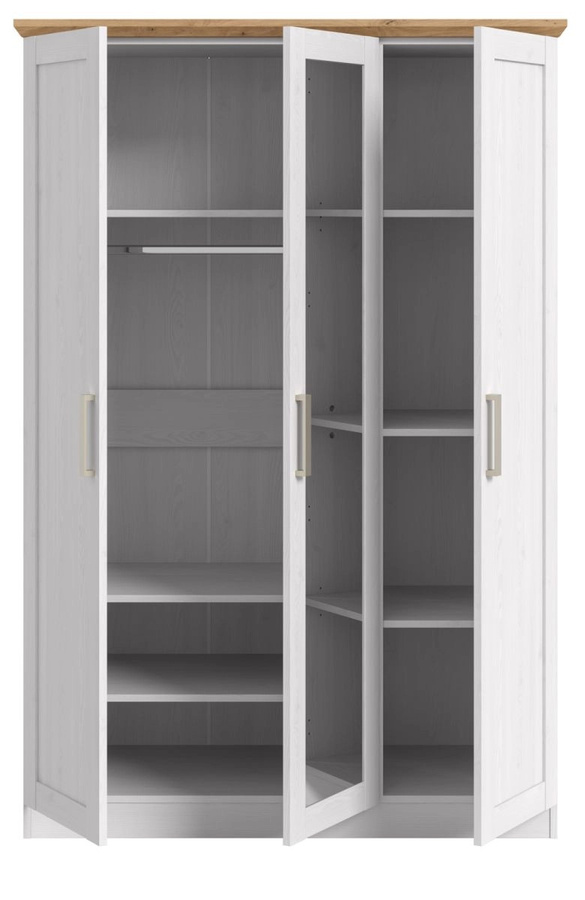 Kleiderschrank Mirano Landhausstil in Weiß Lärche B/H: 124 x 185 cm - Bild 4