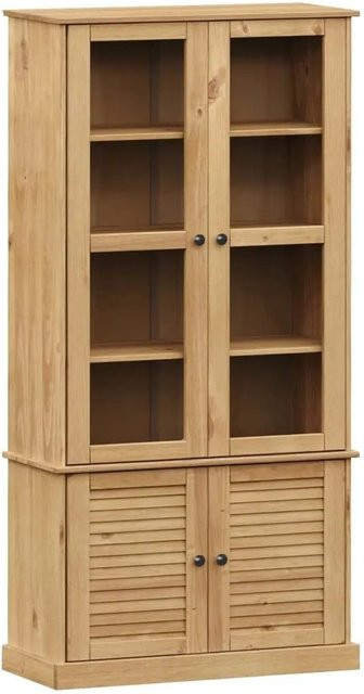 vidaXL Vitrine VIGO aus Massivholz Kiefer in Braun mit Glastüren und Regalen, B/T/H: 85 x 35 x 170 cm - Bild 1