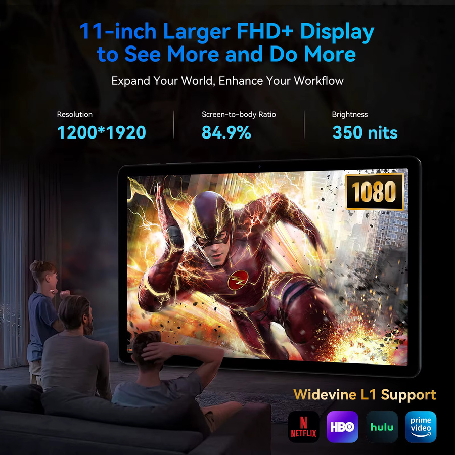 KINGRID T90 Android 15 Tablet-PC in Schwarz mit BT-Tastatur und Maus, 11 Zoll Display, 24GB RAM, 128GB ROM, Octa Core T615 Gaming-Tablet - Bild 2