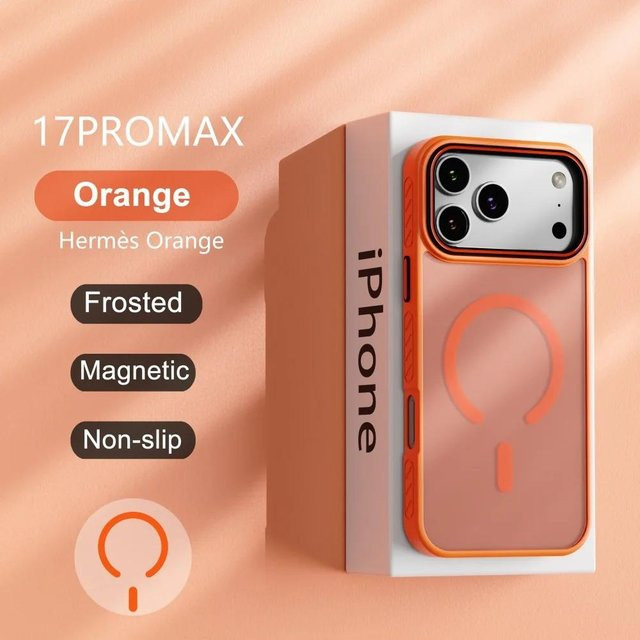 Tuiying002 Magnetische Schutzhülle für iPhone 17 16 15 14 13 Pro Max Plus und 17Air mit MagSafe Unterstützung, Matt und Transparent, Orange - Bild 1