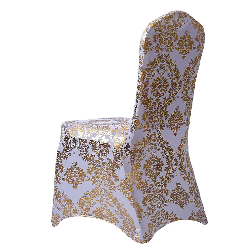 Tanmeluo Stuhlbezug aus Spandex und Lycra in Gold mit Musterdesign für Esszimmerstühle - Bild 5