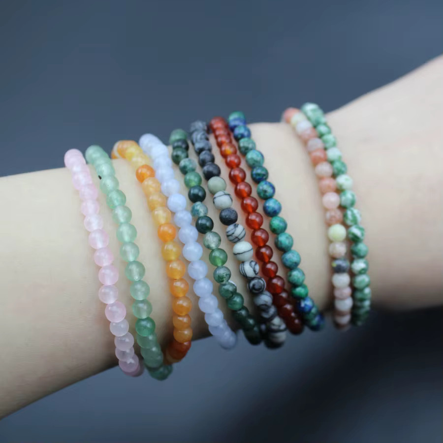 Armband, Quarz Achat Perle Naturstein, Schwarz, Unisex - Bild 4