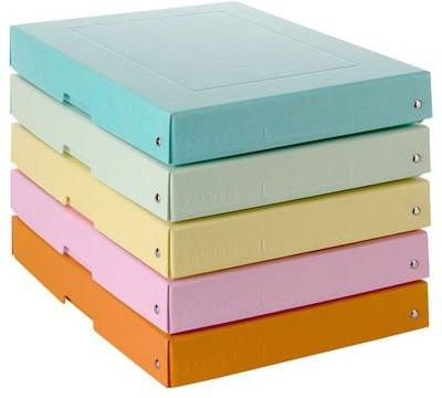 Archivbox Falken PURE Box Pastell A4, 5 Stück, aus FSC-Pappe, farbsortiert, B: 240 mm, L: 320 mm, Füllhöhe: 40 mm - Bild 1
