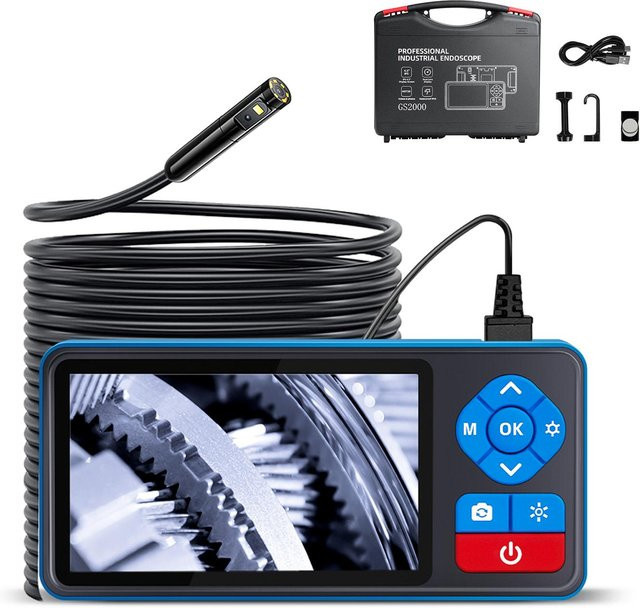 Honor Electronics Doppelobjektiv-Endoskopkamera mit 4,5 Zoll IPS-Bildschirm und Licht, 720P Endoskop mit 5 Meter flexibler Sonde, Blau - Bild 1