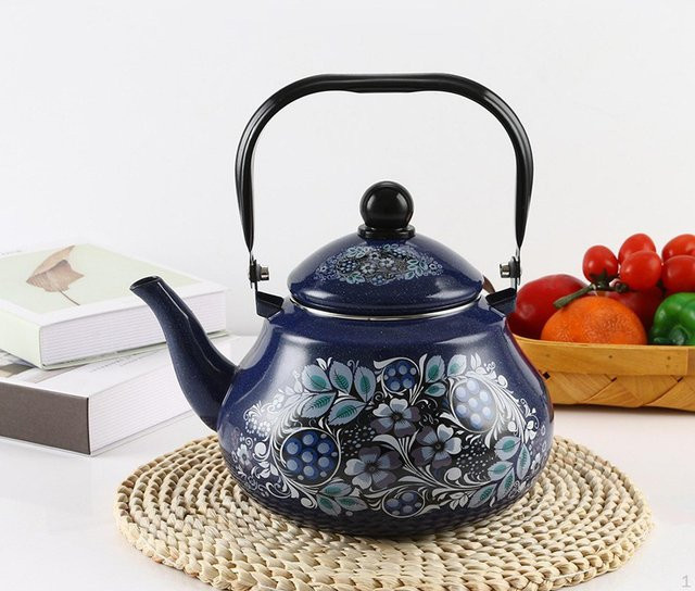 Love DIY Emaille-Wasserkocher mit Deckel in Blau, 2,5 l - Bild 1