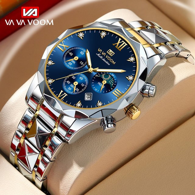 va va voom Armbanduhr, Quarz, Edelstahl, Blau, Gold, Herren - Bild 1