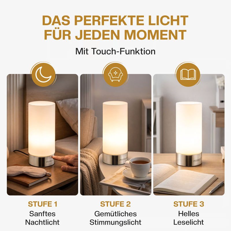 monzana Tischlampe Golau 2er-Set Weiß aus Metall mit dimmbarer Funktion - Bild 3