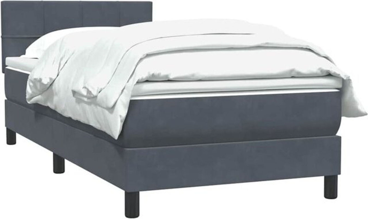 Vidaxl Boxspringbett mit Matratze aus Samt in Anthrazit, B/T/H: 80 x 220 cm - Bild 1