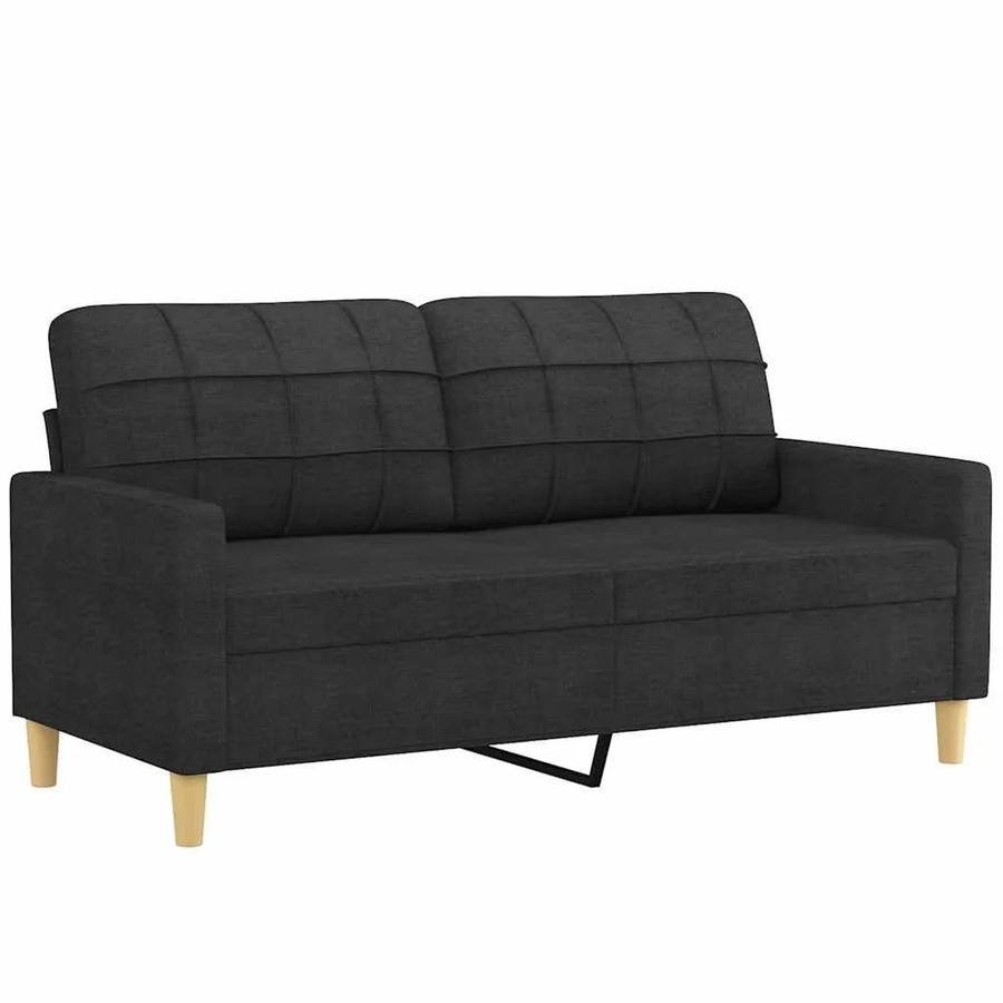 vidaXL 2-Sitzer-Sofa Schwarz Modern mit Stoffbezug und Metallrahmen - Bild 2