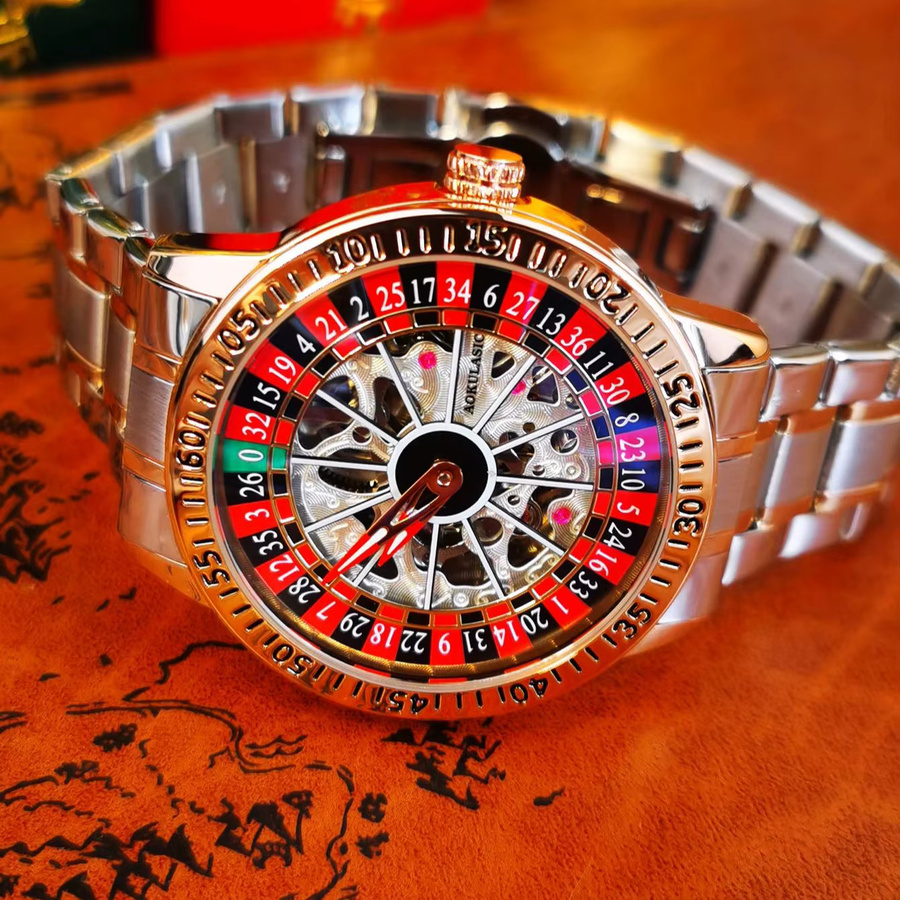 AOKULASIC Armbanduhr, Automatik, Edelstahl, Lederband, Herren - Bild 2