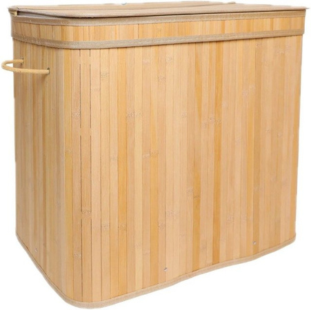 Relaxdays Wäschekorb aus Bambus mit Deckel, beige, B/T/H: 41,5 x 61,5 x 150 cm