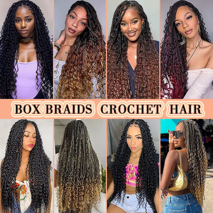 Bewill Goddess Box Braids Häkelhaar, Synthetisches Flechthaar, Damen - Bild 5