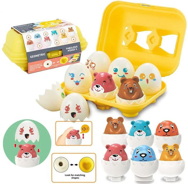 Montessori 3D Eier Puzzle, Lernspielzeug, 6-teiliges Set, ab 0 Jahren - Bild 1