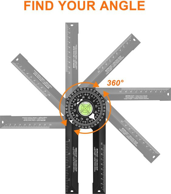 Shoemst Gehrungssäge Winkelmesser 360 Grad für Holzbearbeitung, horizontaler Positionierer in Schwarz - Bild 1