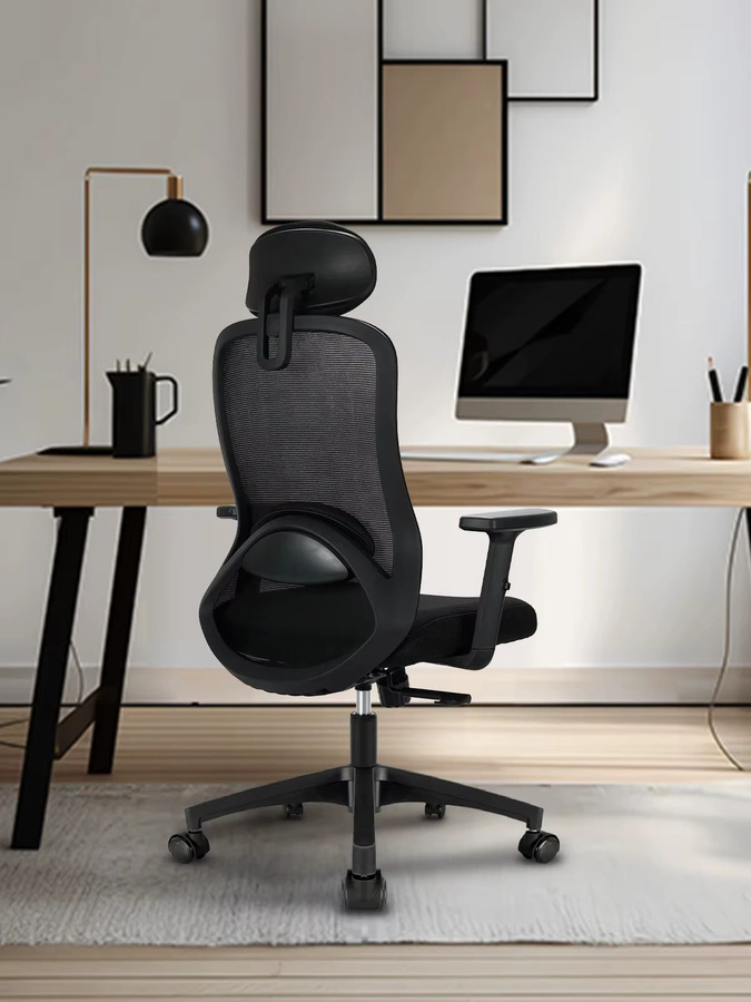 Milacyee Ergonomischer Computer-Schreibtischstuhl in Schwarz mit hoher Rückenlehne, verstellbarer Kopfstütze, Lendenwirbelstütze und Liegefunktion - Bild 6