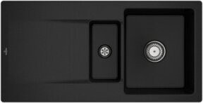 Villeroy & Boch Spüle Siluet 60 R aus Keramik in Silber/Schwarz mit Ablaufgarnitur und rundem Handwaschbecken, Chrom C-plus - Bild 1