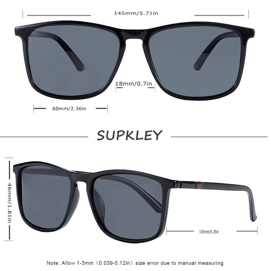 Supkley Sportsonnenbrille, quadratisch, Vollrand, Kunststoff, schwarz, Herren - Bild 2