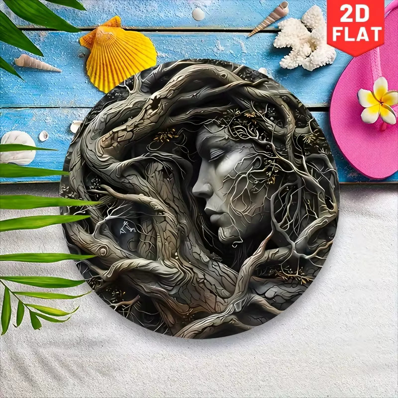 Potdemiel Bohemian Aluminium Wandschild mit Baumgeist-Design, rundes Metallkunstschild im Vintage-Stil, Durchmesser: 20,3 cm - Bild 5