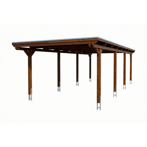 SKANHOLZ Carport Emsland aus Fichte mit Stahl-Dachplatten und Regenrinne, Farbe: Nussbaum/Braun, B: 402 cm, T: 846 cm - Bild 3