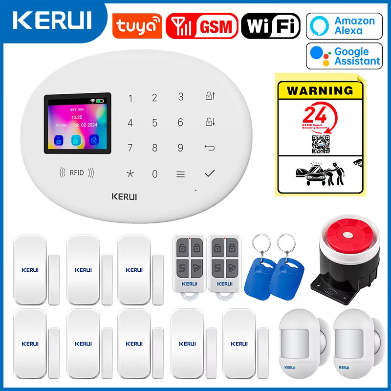 KERUI Drahtloses Einbrecher-Alarmsystem mit Tuya Smart WiFi GSM SMS Alarm, Motion Detektor und Tür Sensor, Weiß, kompatibel mit Alexa - Bild 2