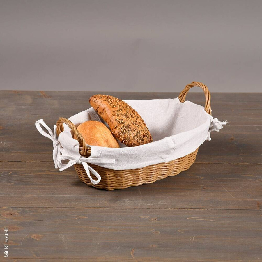 Kesper Brotkorb in Braun mit Textilfutter aus Kunststoff und Rattan-Optik - Bild 1