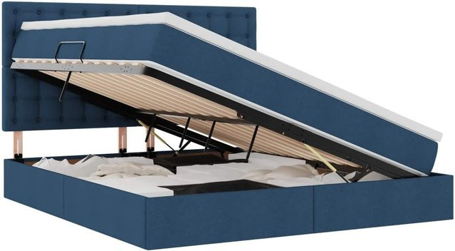 vidaXL Bett mit Stauraum und blauer LED-Beleuchtung in Blau, B/T: 180 x 200 cm - Bild 1