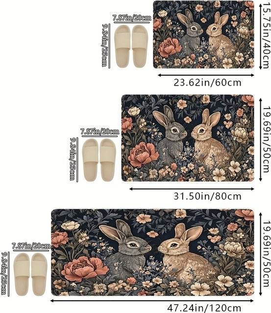 VIKAMA Kaninchen-Teppich rutschfest und wasserdicht als weiche Fußmatte für Wohnzimmer, Schlafzimmer, Küche oder Garten - Bild 1