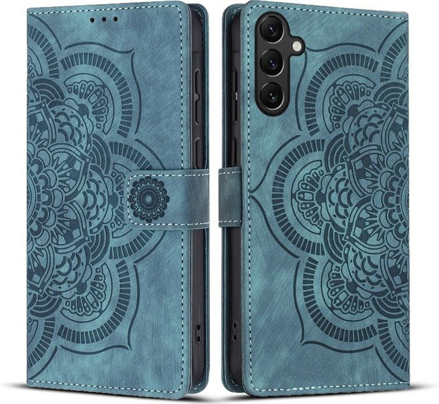Leder Geldbörse Klapphülle für Samsung Galaxy A-Serie in Blau - Bild 1