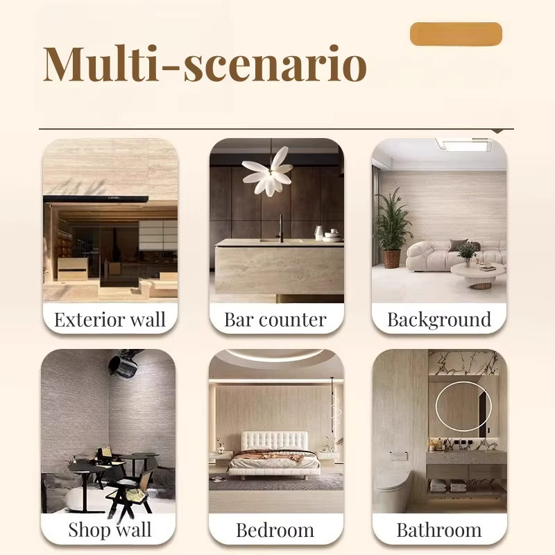 Selbstklebende 3D Tapete in Travertin-Optik, Beige, Stein-Look für dein Wohnzimmer - Bild 3