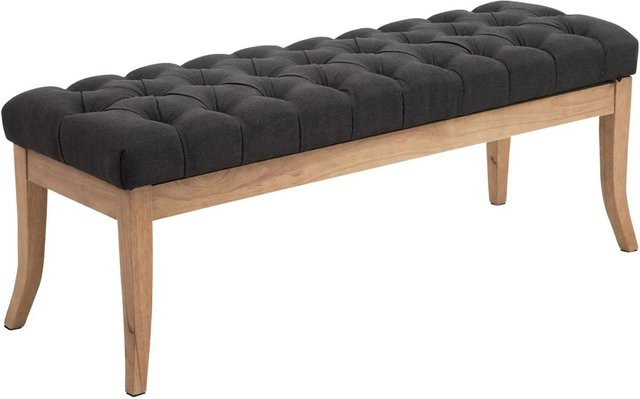 DELUKE Sitzbank CANNES Polsterbank im Chesterfield-Design aus Stoff, Dunkelgrau, B/T/H: 120 x 38 x 46 cm - Bild 1