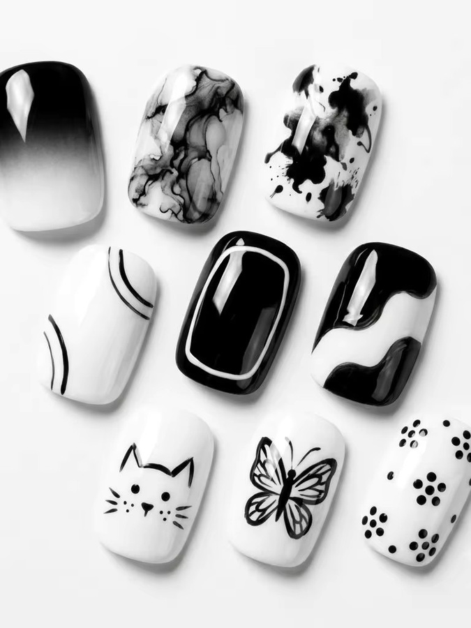 Visuatia Nagellack-Set, Schwarz-weiß, glänzend - Bild 4