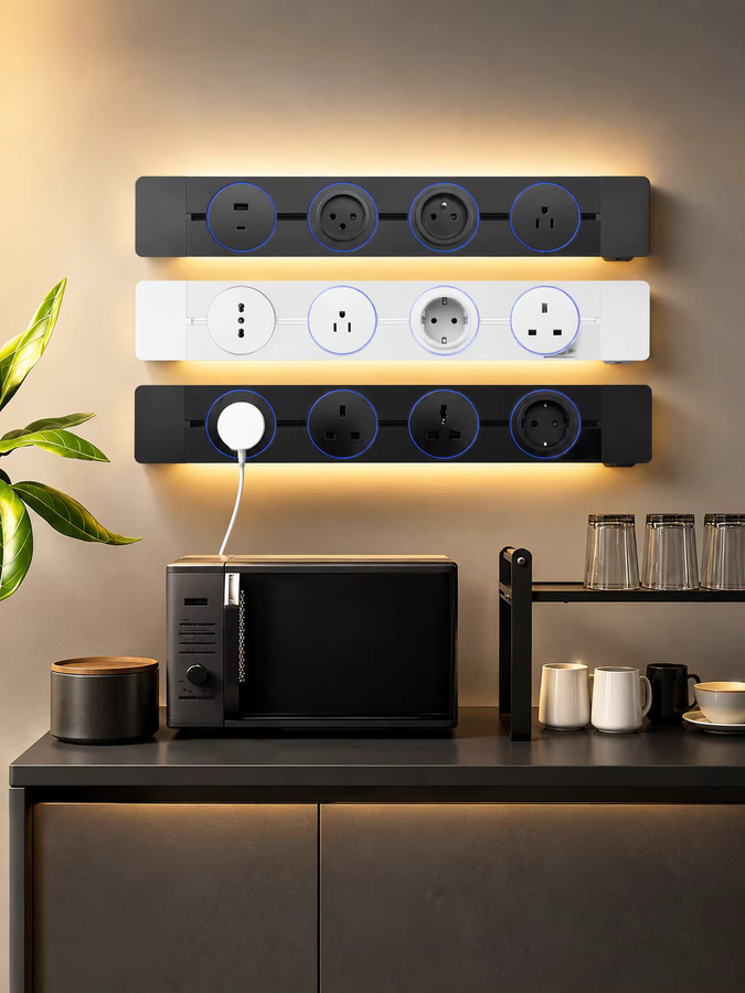 Depo Guye Induktionslampe mit Wandschienen-Steckdose und USB-C-Anschlüssen in Weiß - Bild 5