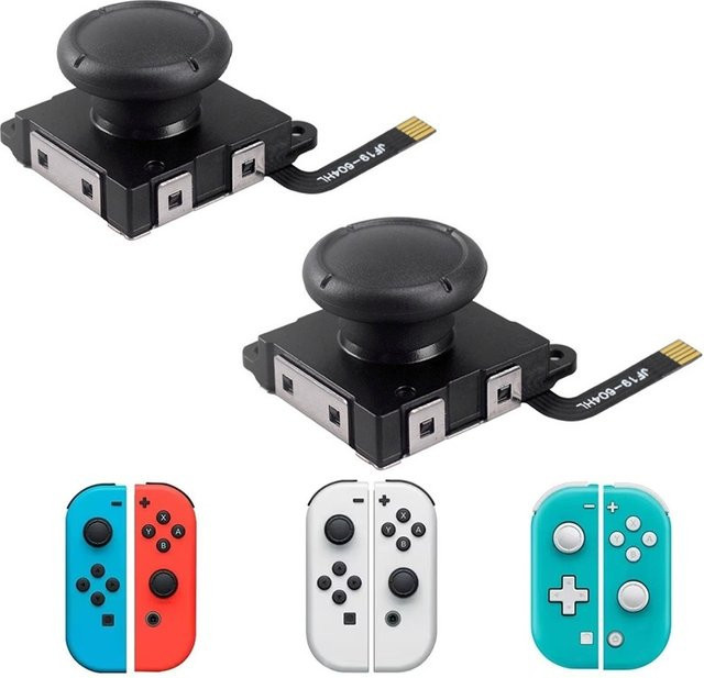 2 Stück Hall-Effekt Elektromagnetische Joystick Ersatz für Nintendo Switch, Lite und OLED Joycon, Schwarz, Anti-Drift Analog Stick - Bild 1