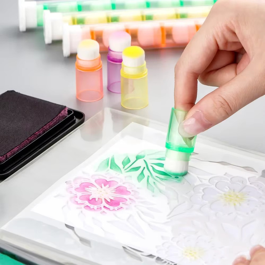 8-teiliges Set bunte Mini-Mixer-Pinsel aus weichen Borsten zum Stapeln für Malerei, Zeichnung und Kartenherstellung, Mehrfarbig - Bild 2