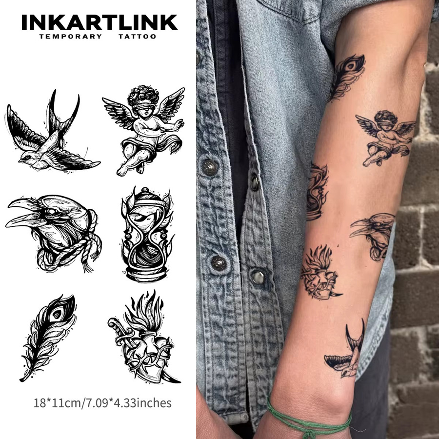 INKARTLINK Sanftes Kräuter-Engel-Tattoo, Semipermanente Körperkunst - Bild 4