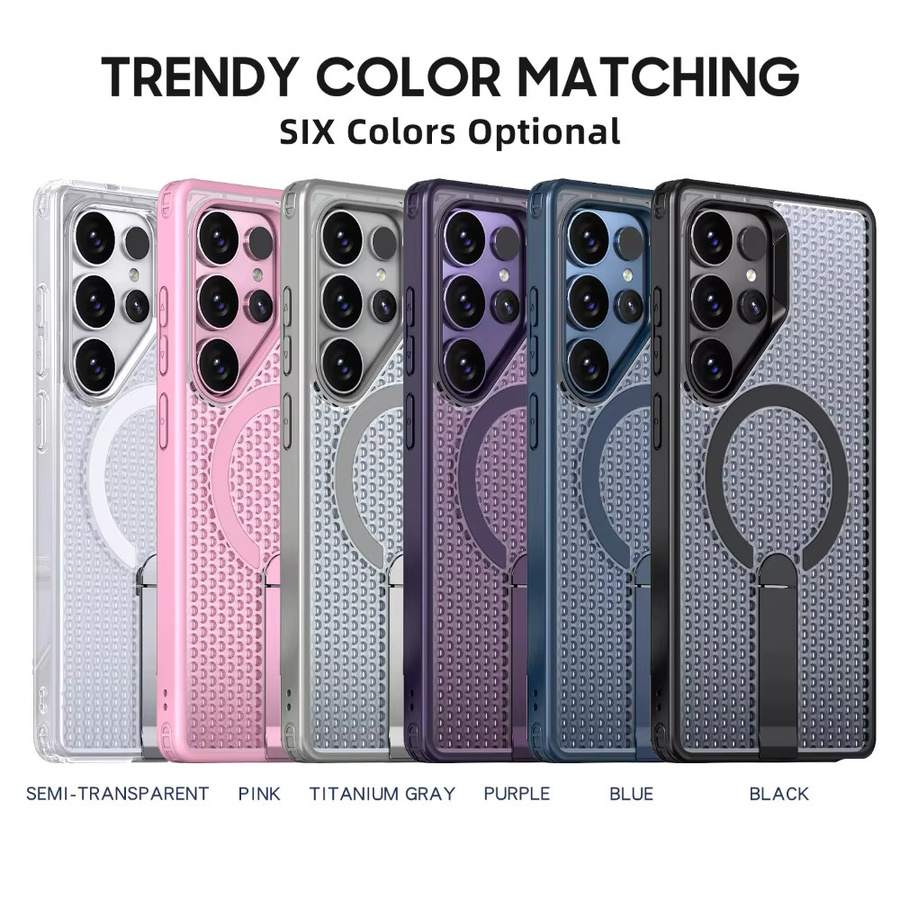 Atmungsaktive magnetische Schutzhülle für Samsung Galaxy S26 Ultra S25 Edge S24 S23 S22 Plus in Purple mit wärmeableitendem Netzdesign - Bild 5