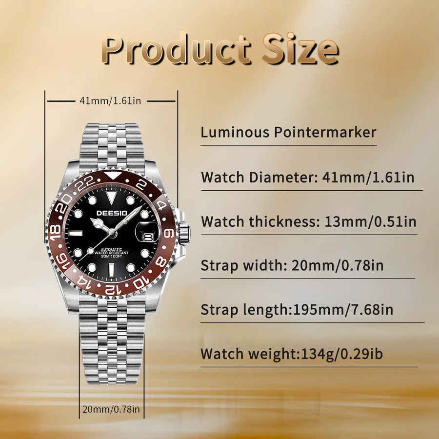 Deesio Armbanduhr, Automatik, Edelstahl, Schwarz, Herren - Bild 5