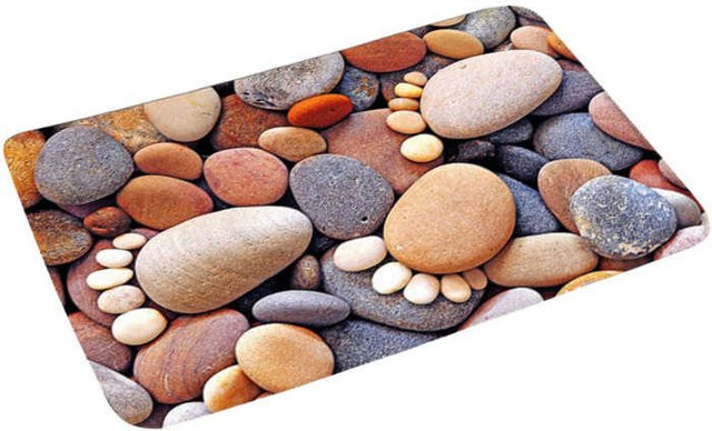 Anti-Rutsch Badematte und Küchenteppich Aloisia mit Kopfsteinpflaster-Muster in Mehrfarbig, B/B: 40 x 60 cm - Bild 1