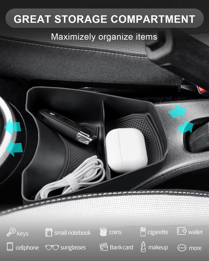 LFOTPP Auto-Zentralsteuerungs-Aufbewahrungsbox für Renault Twingo 3 (2014-2024), Farbe: Schwarz - Bild 6